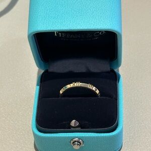 Tiffany Yellow Gold Atlas Ring in Box and Bag